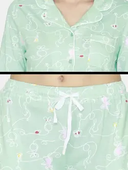 بلوز شلوار سبز رنگ طرحدار زیوام