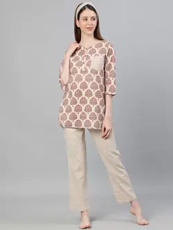 بلوز شلوار رنگ بژ جیپور