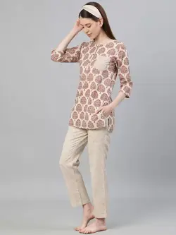 بلوز شلوار رنگ بژ جیپور