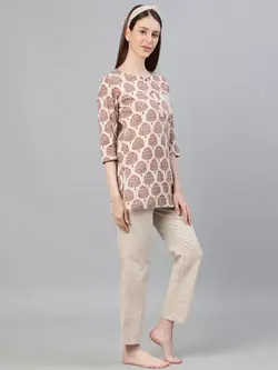 بلوز شلوار رنگ بژ جیپور