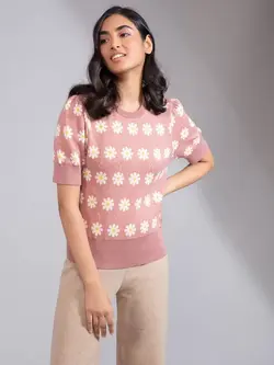 بافت صورتی رنگ گل دار توئنتی