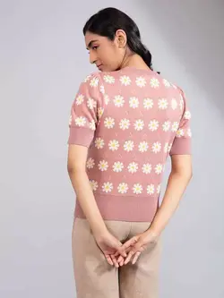 بافت صورتی رنگ گل دار توئنتی