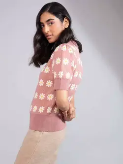 بافت صورتی رنگ گل دار توئنتی