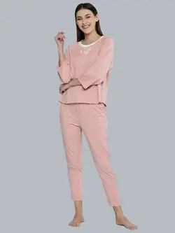 لباس راحتی صورتی رنگ پنبه ای چمستری