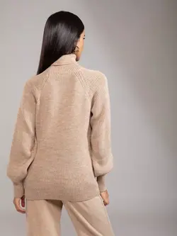 بافت رنگ بژ یقه اسکی توئنتی