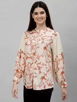 بلوز رنگ بژ آستین بلند مود بای رد