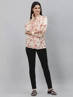 بلوز رنگ بژ آستین بلند مود بای رد