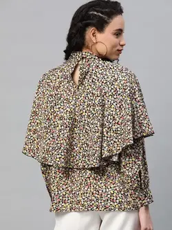 بلوز مشکی رنگ گلدار مِلون