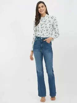 بلوز سفید رنگ گلدار هارپا