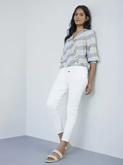 بلوز آبی رنگ چهارخونه لُو