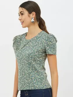 بلوز سبز رنگ گلدار هارپا