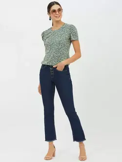 بلوز سبز رنگ گلدار هارپا