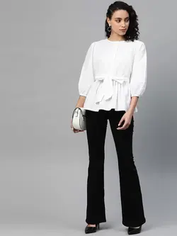 بلوز سفیدرنگ دکمه دار مِلون