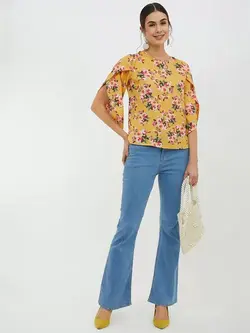 بلوز صورتی رنگ گل دار هارپا