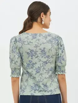 بلوز آبی سبز طرحدار هارپا
