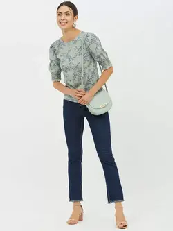 بلوز آبی سبز طرحدار هارپا