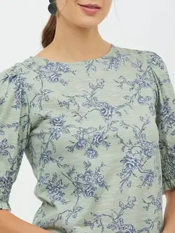 بلوز آبی سبز طرحدار هارپا