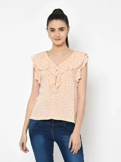 بلوز صورتی رنگ خالخالی لاتین کوارترز