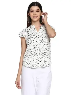 بلوز سفید رنگ گلدار مودبای رد