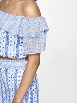 تاپ شلوار آبی رنگ طرح دار گلوبال دسی