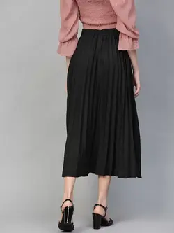 دامن مشکی رنگ زیر زانو ملون