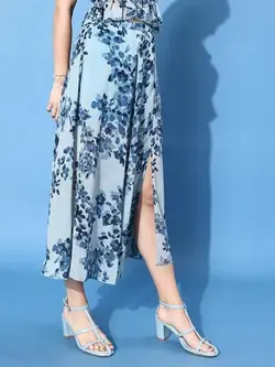 دامن آبی رنگ گلدار انوی