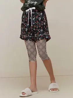 شلوارک طرح گل مشکی رنگ واندرلاو