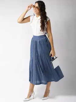 دامن طرح دار آبی رنگ سرا