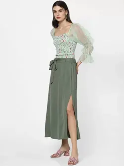 دامن رنگ خاکی چاک دار فوراور