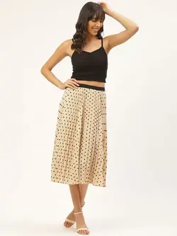 دامن خالخالی رنگ بژ انوی