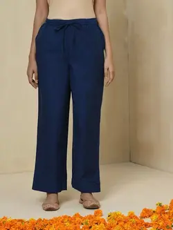 شلوار سورمه ای رنگ پاچه گشاد فاب ایندیا