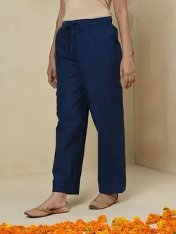 شلوار سورمه ای رنگ پاچه گشاد فاب ایندیا