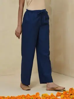 شلوار سورمه ای رنگ پاچه گشاد فاب ایندیا