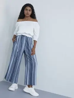 شلوار راه راه آبی رنگ بامبی