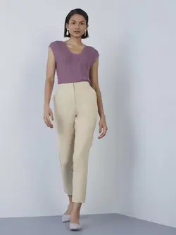 شلوار رنگ بژ چسب وردربه