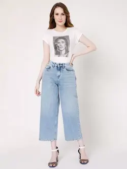 شلوار جین آبی رنگ پاچه گشاد ورومودا