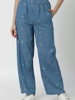 شلوار جین چاپدار آبی رنگ فوراور
