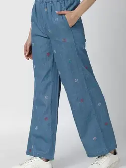 شلوار جین چاپدار آبی رنگ فوراور