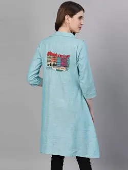 ژاکت آبی رنگ پنبه اِی کِی اِس