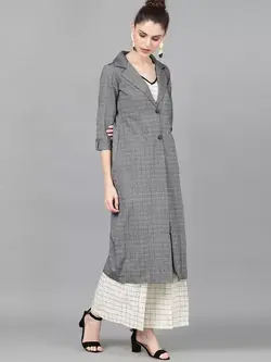 ژاکت چهارخانه خاکستری رنگ اِی کِی اِس