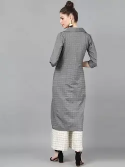 ژاکت چهارخانه خاکستری رنگ اِی کِی اِس