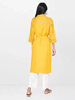 مانتو خردلی رنگ گلوبال دسی