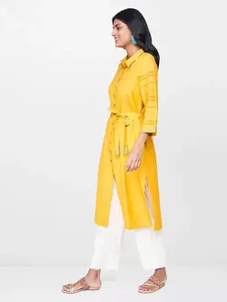 مانتو خردلی رنگ گلوبال دسی