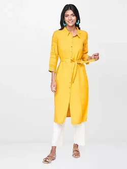 مانتو خردلی رنگ گلوبال دسی