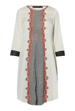 مانتو کرمی رنگ فیوژن