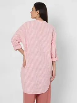 مانتو صورتی رنگ چهارخونه ورومودا