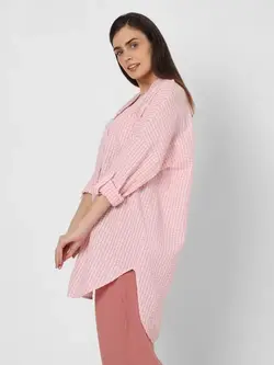 مانتو صورتی رنگ چهارخونه ورومودا