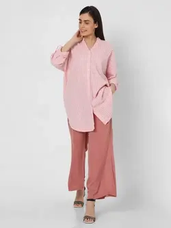 مانتو صورتی رنگ چهارخونه ورومودا