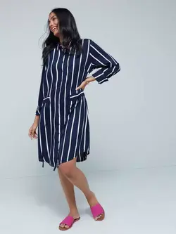 مانتو سورمه ای رنگ راه راه لُو