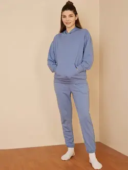 هودی آبی رنگ پنبه ای فیملا